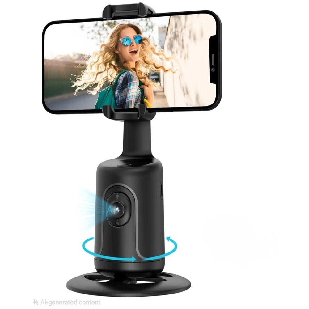 A200 Auto Face Tracking Gimbal Stabilizer 360 Rotation AI Phone Mount Black NEW